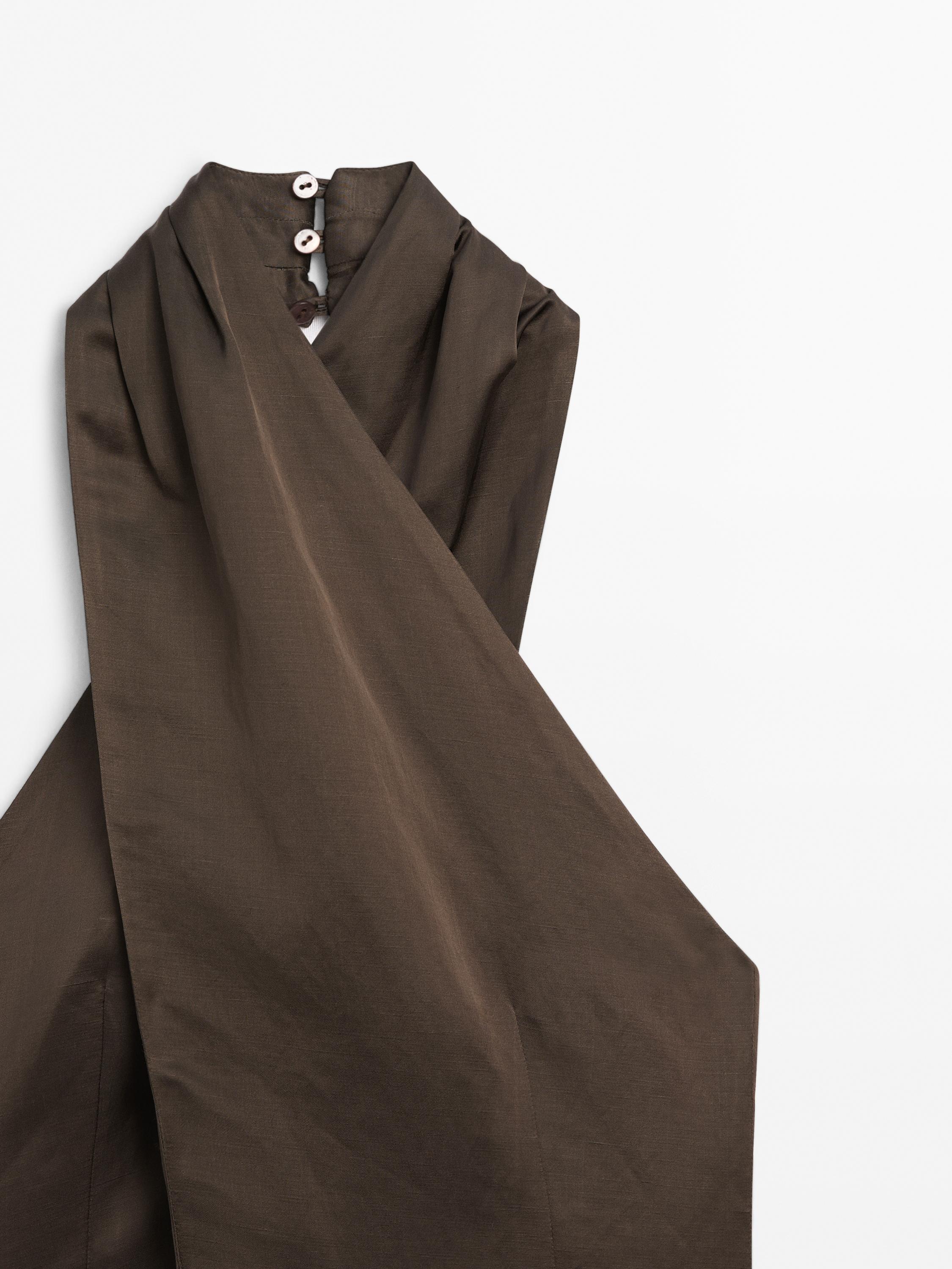 Linen blend halter neck waistcoat - STUDIO